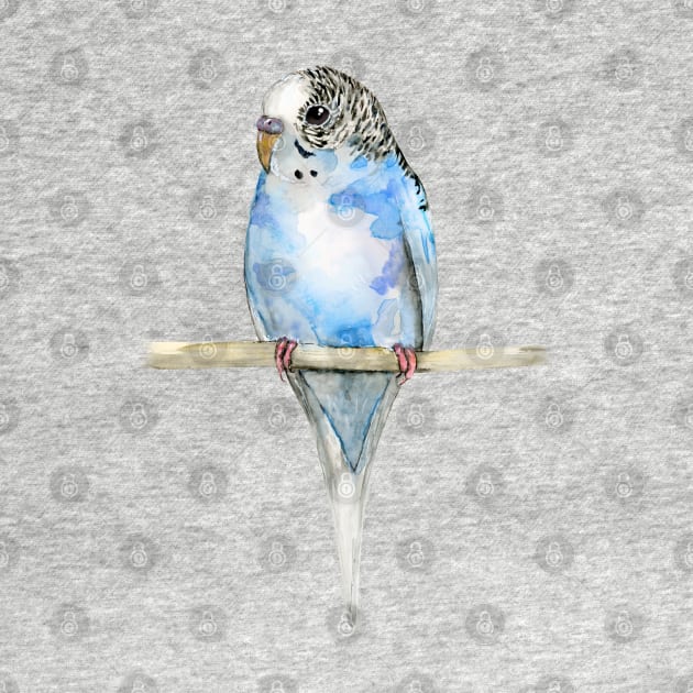 Blue spotted budgerigar watercolor by Bwiselizzy